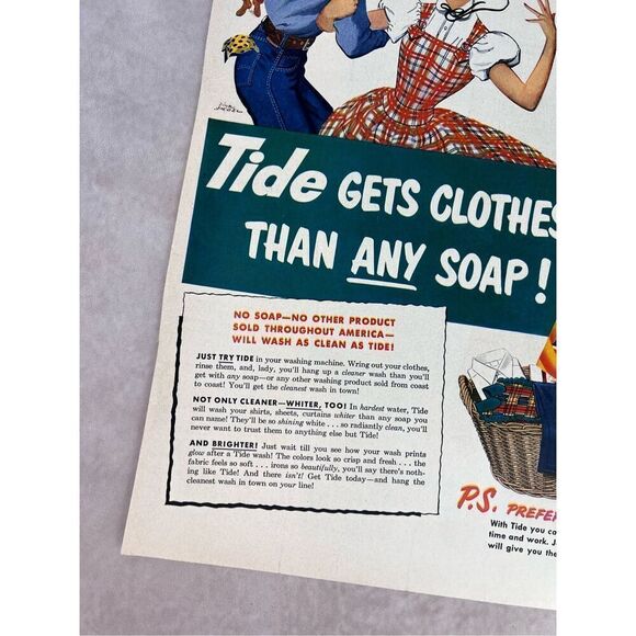 Vintage 1951 Tide Print Ad Mod MCM - Picture 2 of 5